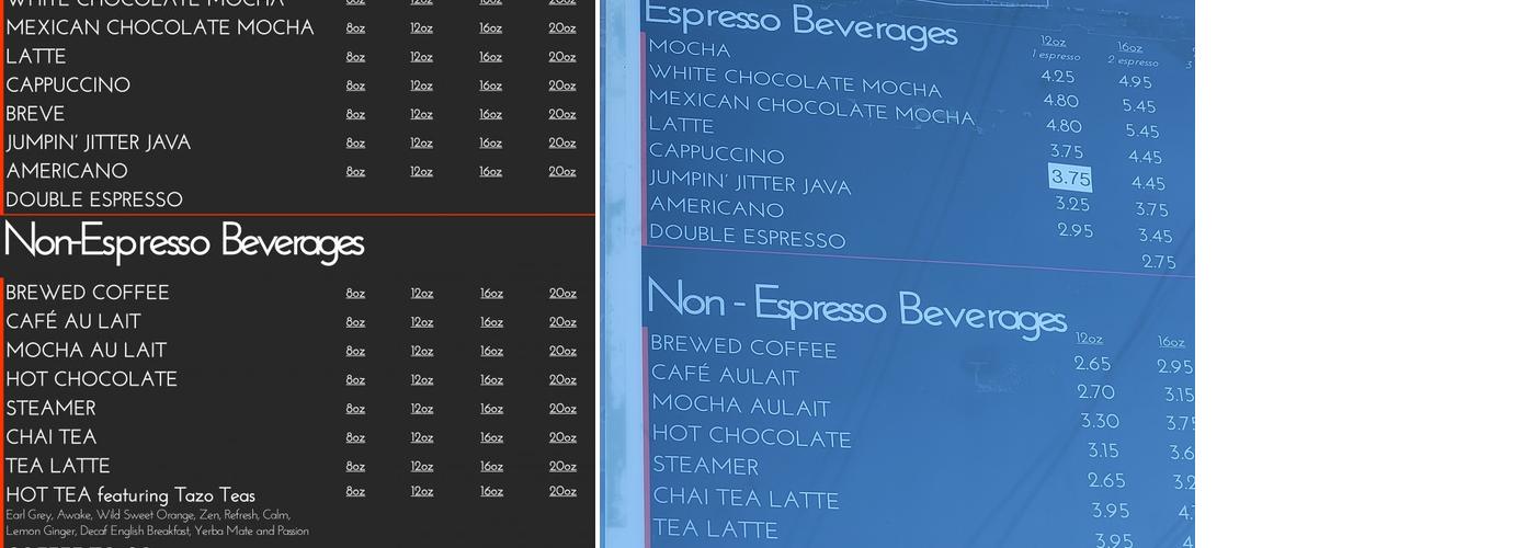 Jitter Bean Coffee Co Menu