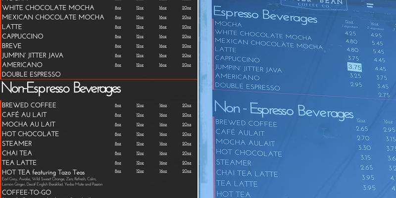 Jitter Bean Coffee Co Menu