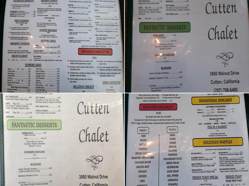 The Cutten Chalet Menu