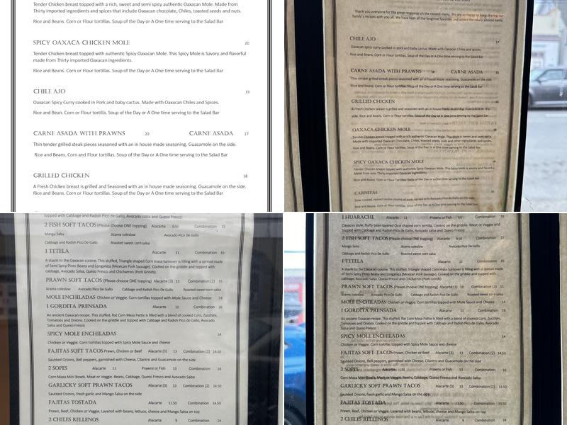 Oaxaca Grill Menu