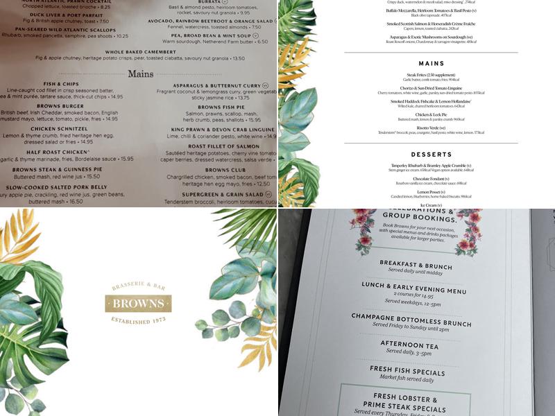 Browns Sheffield Menu