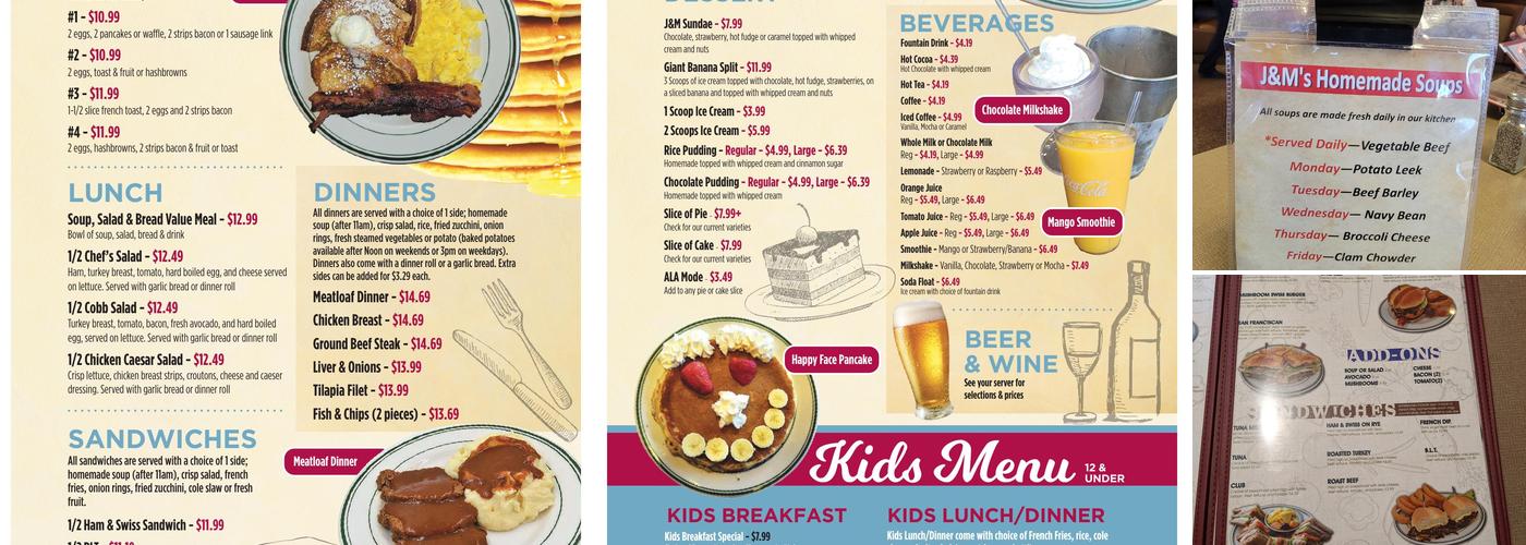J & M's Family Restaurant Menu