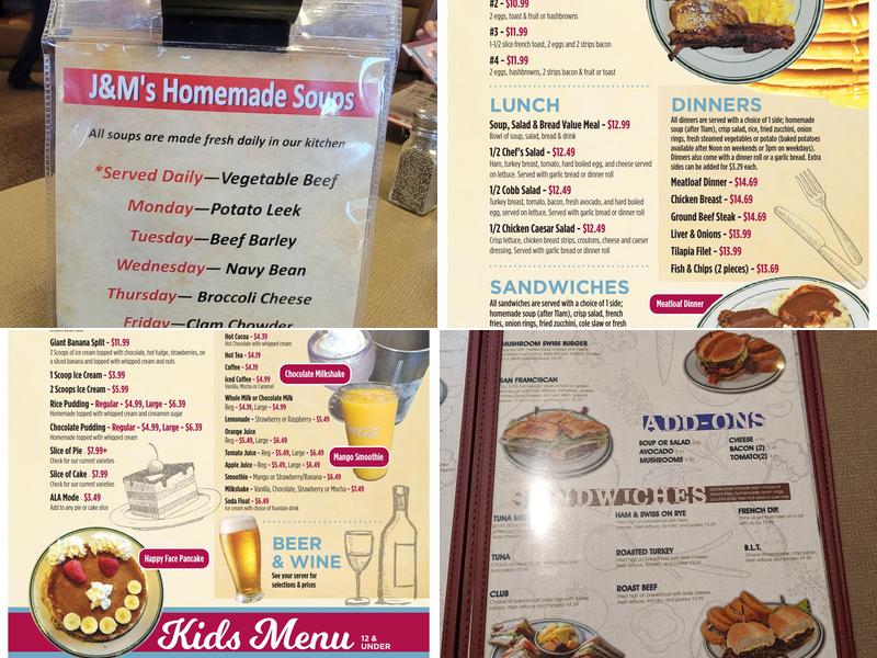 J & M's Family Restaurant Menu