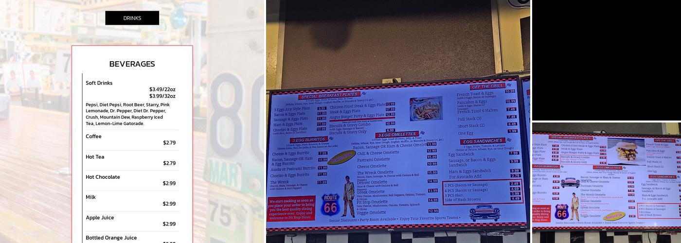 Pit Stop Diner Menu