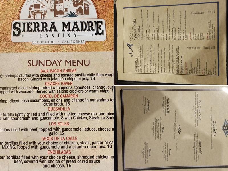 Sierra Madre Cantina Menu