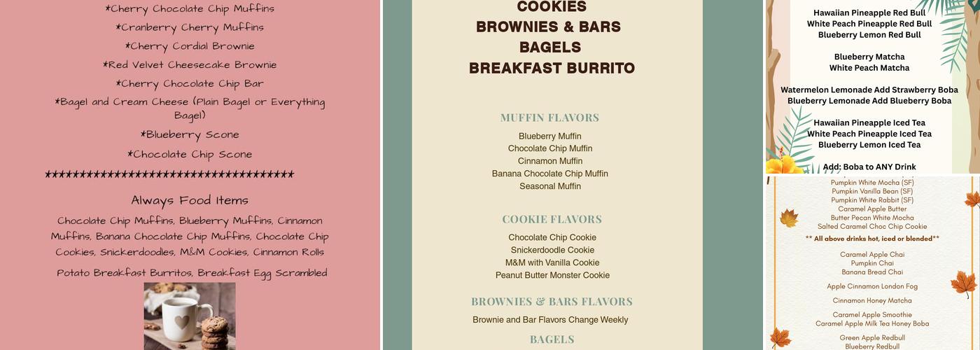 Willow Coffee Menu