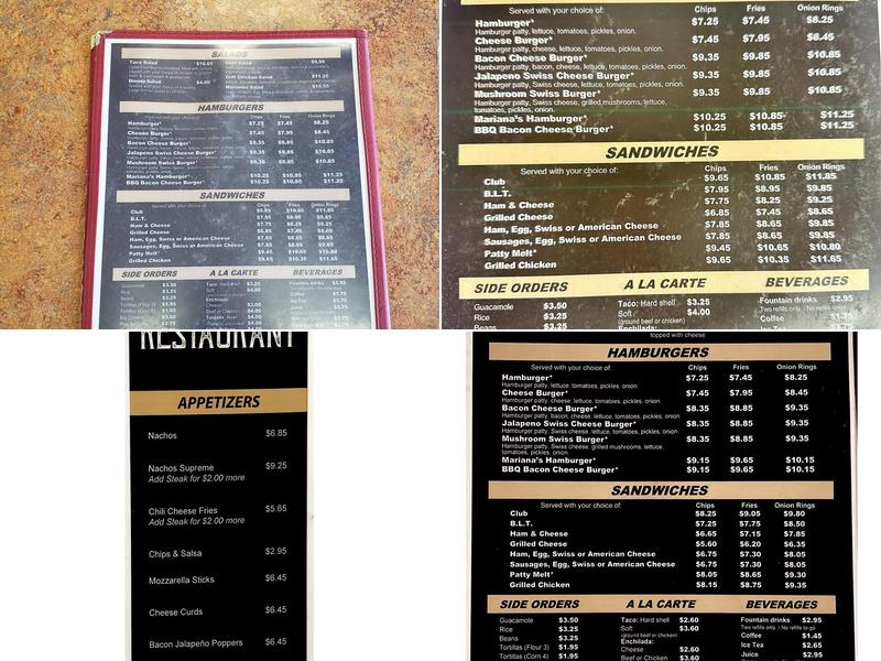 Mariana's Mexican Restaurant Menu