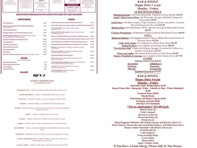 Augie's Menu