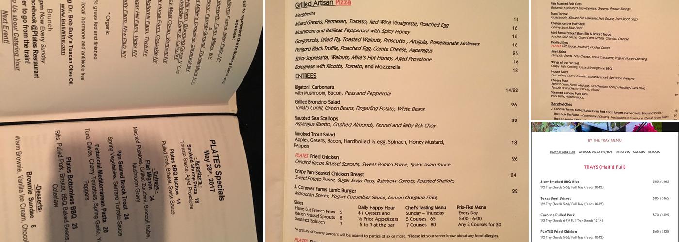 Plates Catering Menu