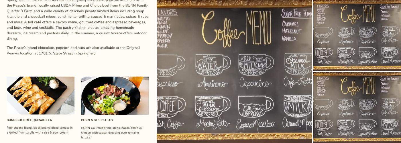 Pease's at Bunn Gourmet Menu