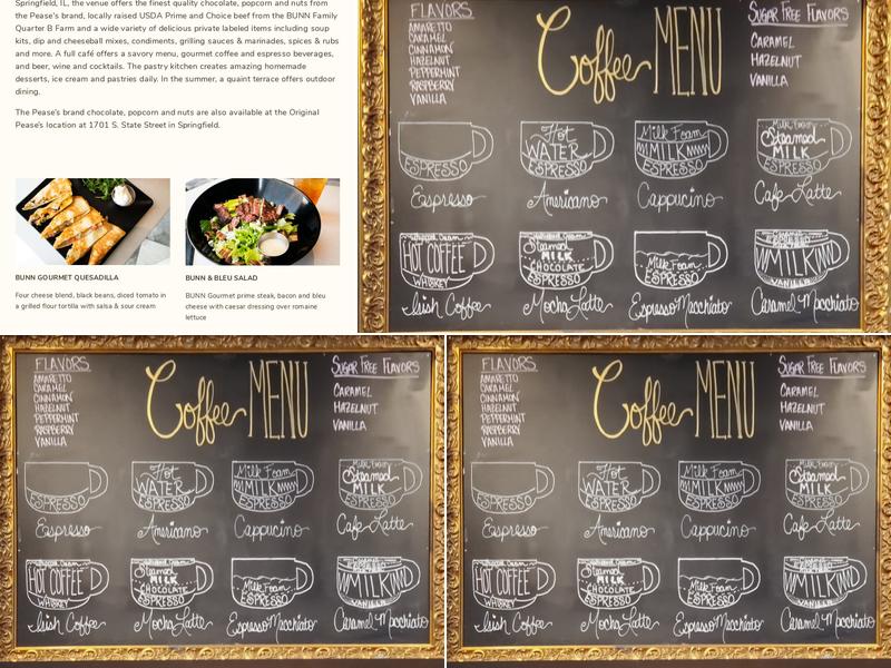 Pease's at Bunn Gourmet Menu