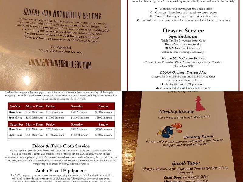Engrained Brewing Company Menu