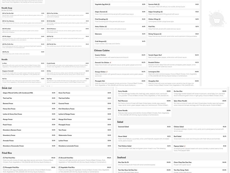 Little Saigon Restaurant Menu