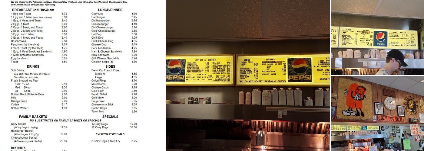 Cozy Dog Drive In Menu