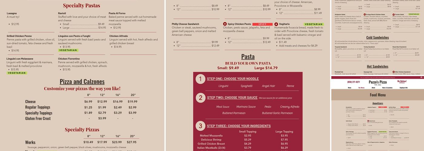 Pazzo's Pizza Menu