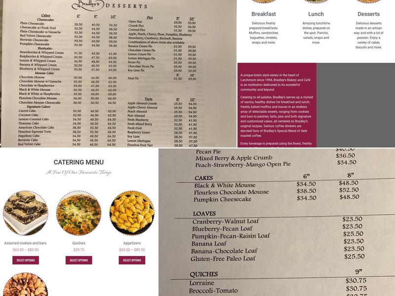 Bradley's Desserts & Catering Menu