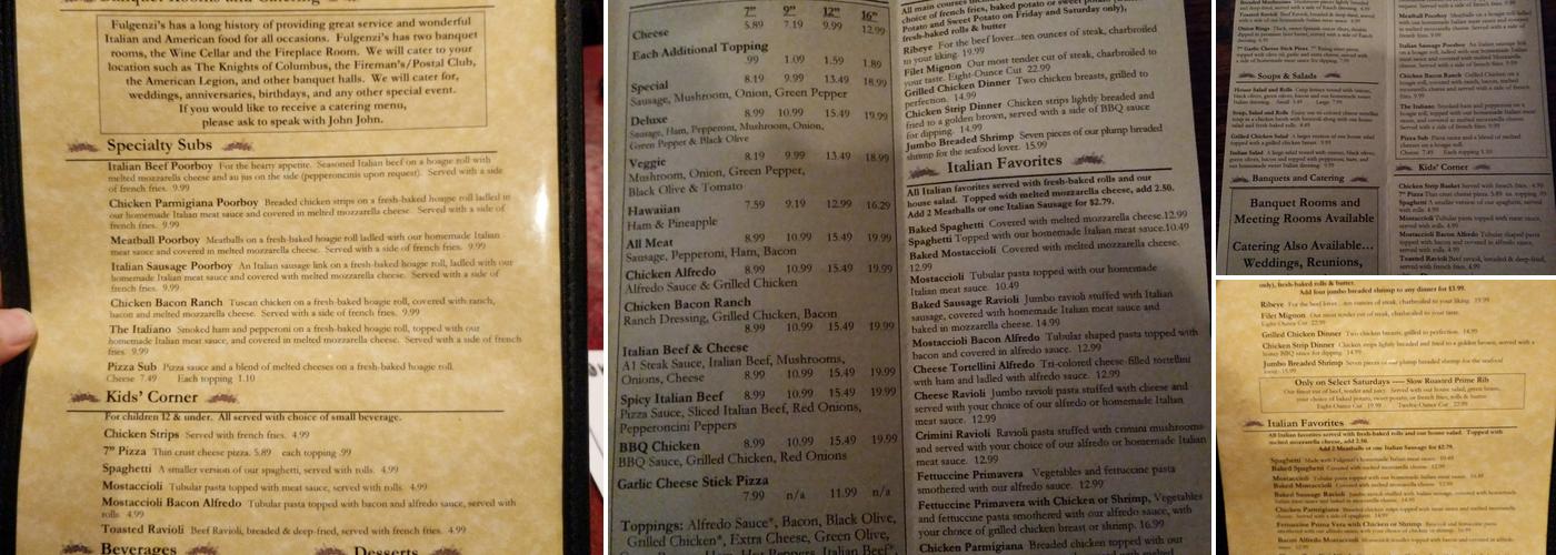 Fulgenzi's Catering Menu