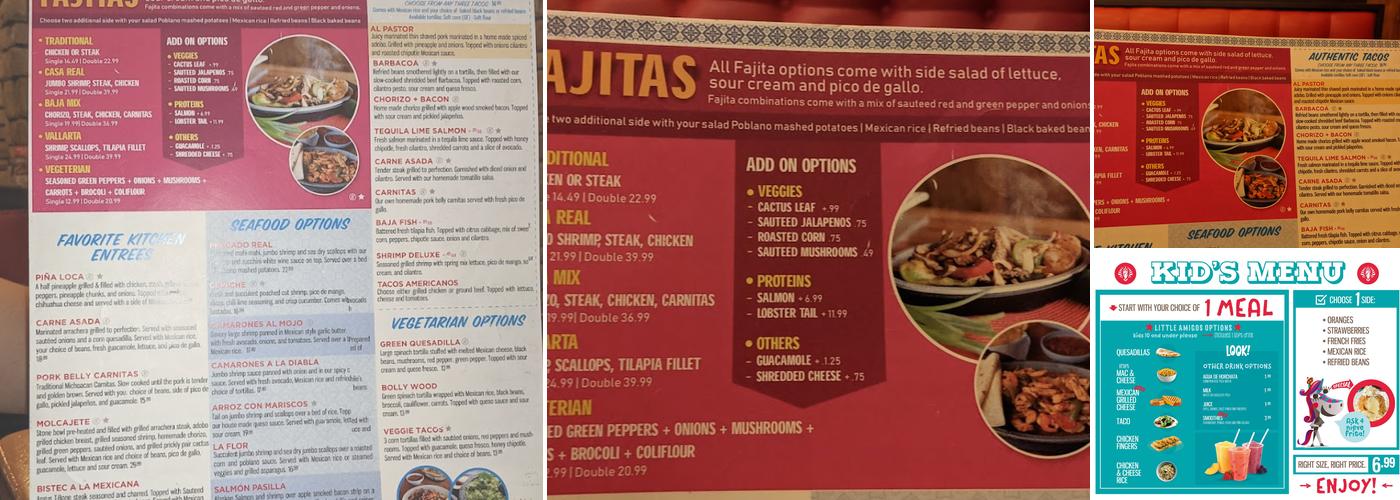 Casa Real Cantina & Grill Menu