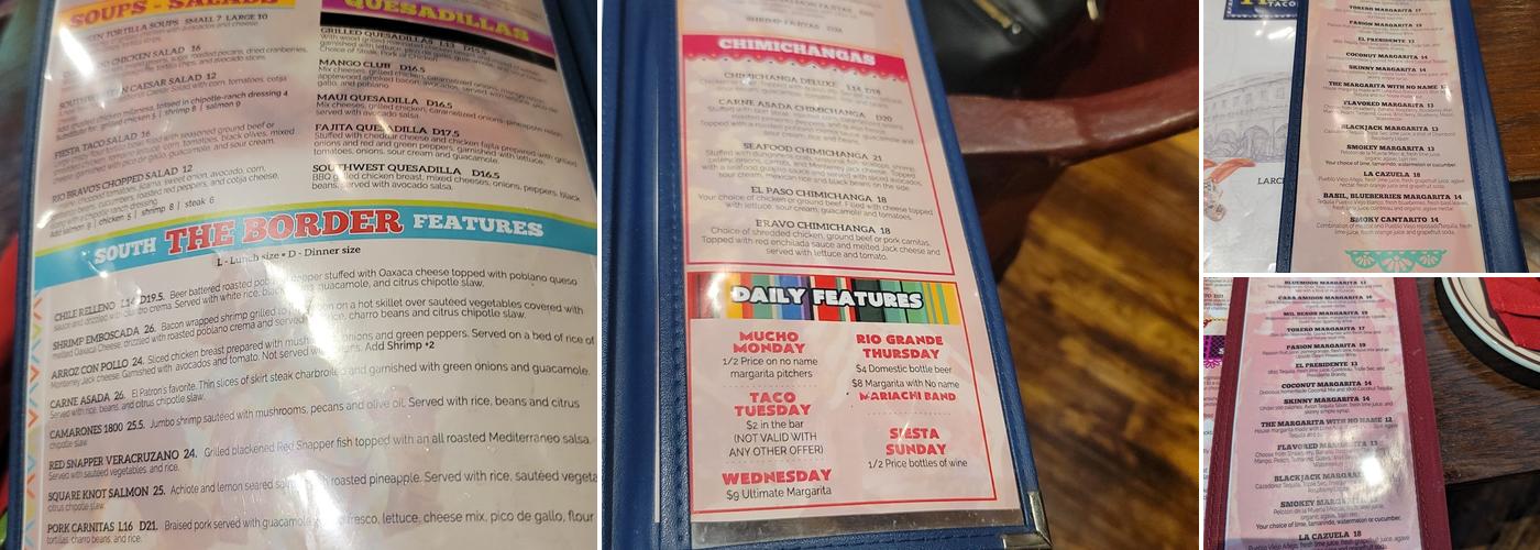Rio Bravo Tacos & Tequila Menu