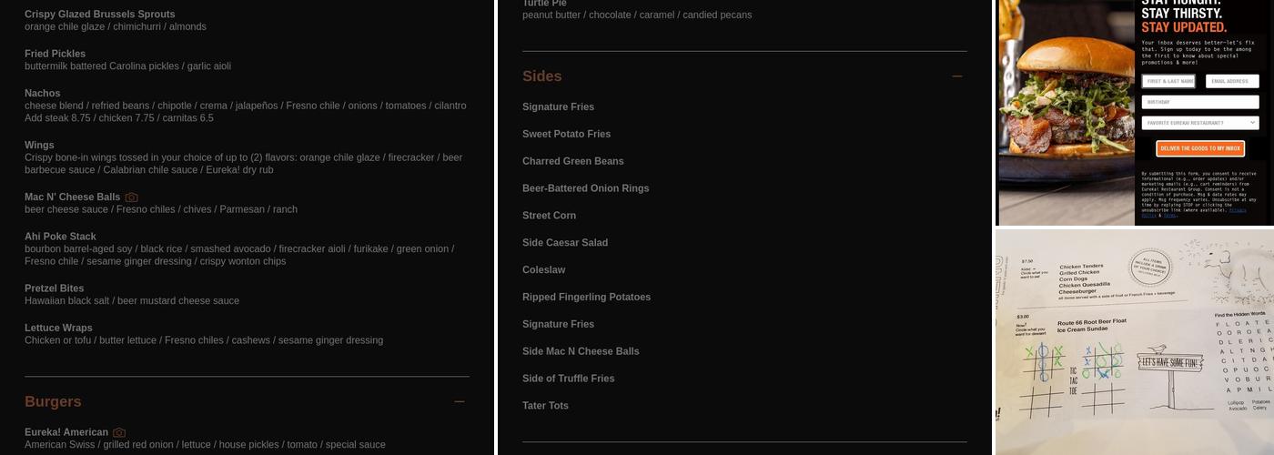 Eureka! Menu