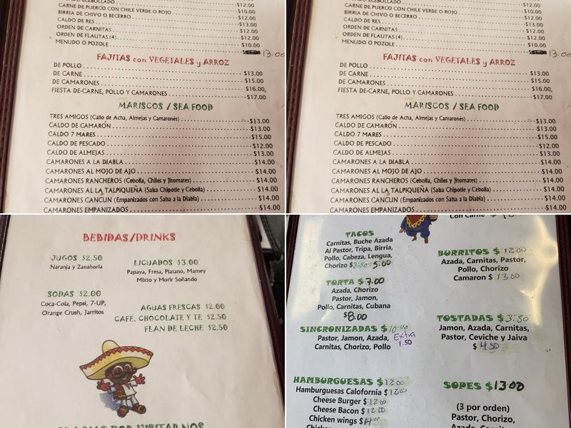 Mexico Lindo Menu