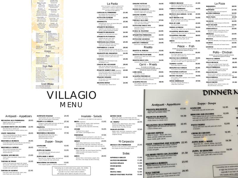 Villagio Menu