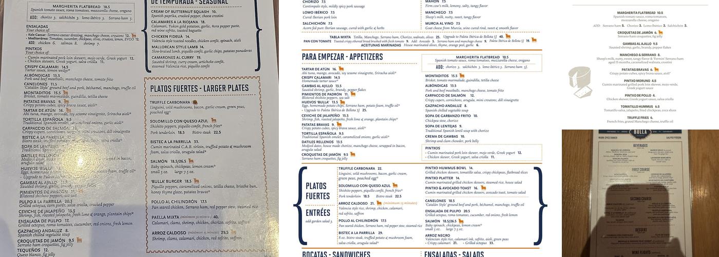 Bulla Gastrobar Menu