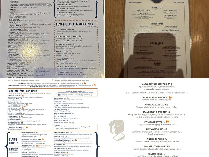 Bulla Gastrobar Menu