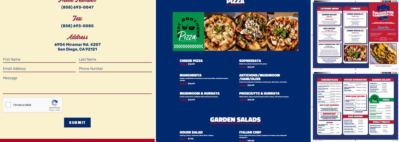 Philadelphia Sandwich Company Menu