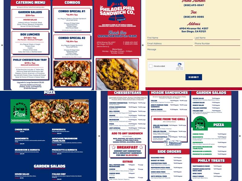 Philadelphia Sandwich Company Menu