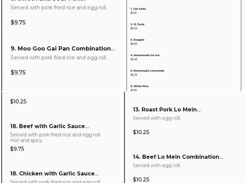 Red Ruby Menu