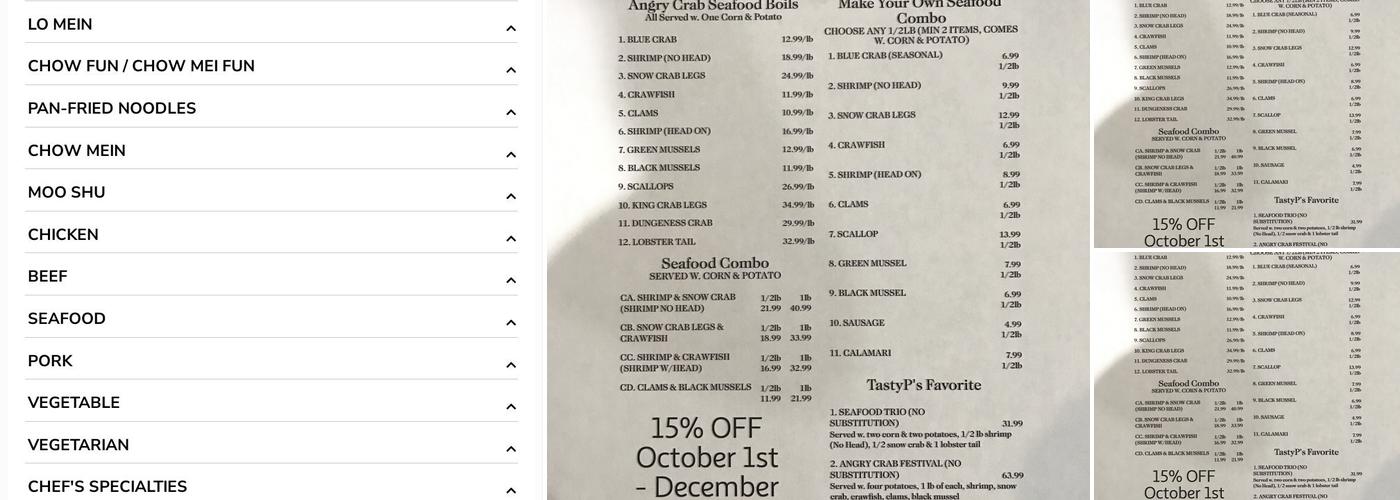 Tasty House Chinese / Hungry Crab Cajun Seafood Menu