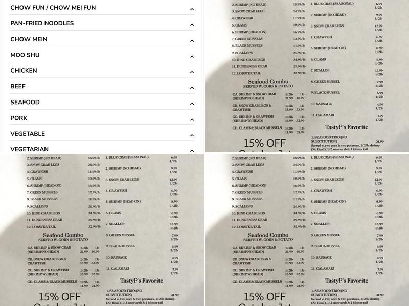 Tasty House Chinese / Hungry Crab Cajun Seafood Menu