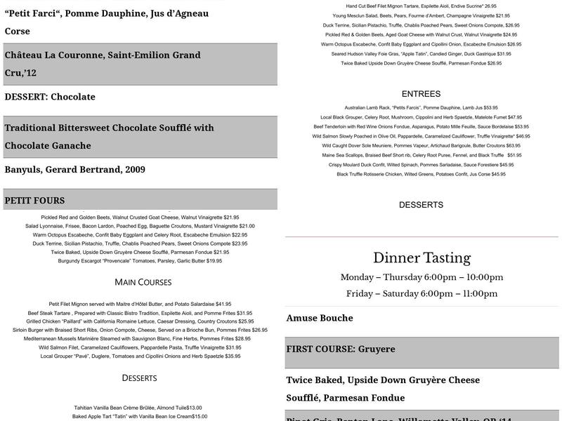 Pascal's On Ponce Menu