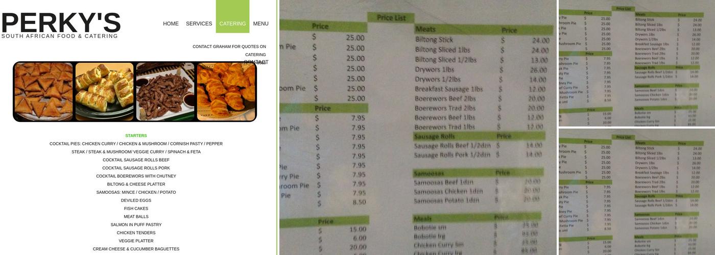 Perky’s Menu