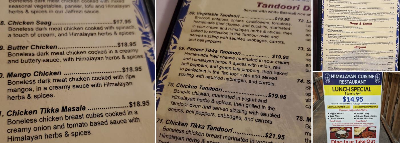 Himalayan Cuisine Menu