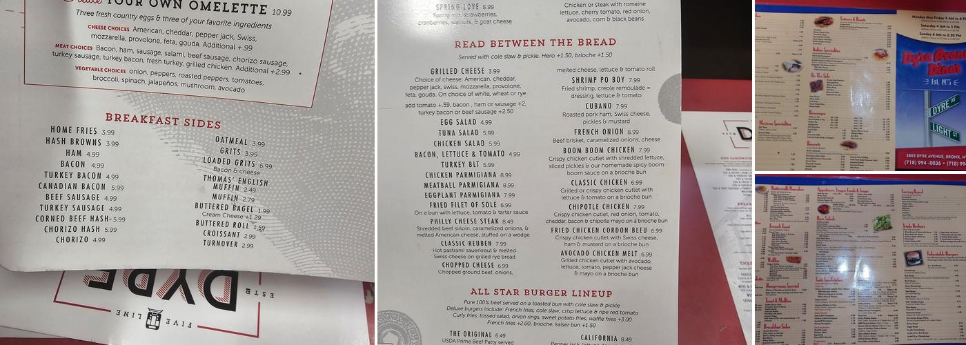 Dyre Ave Diner Menu