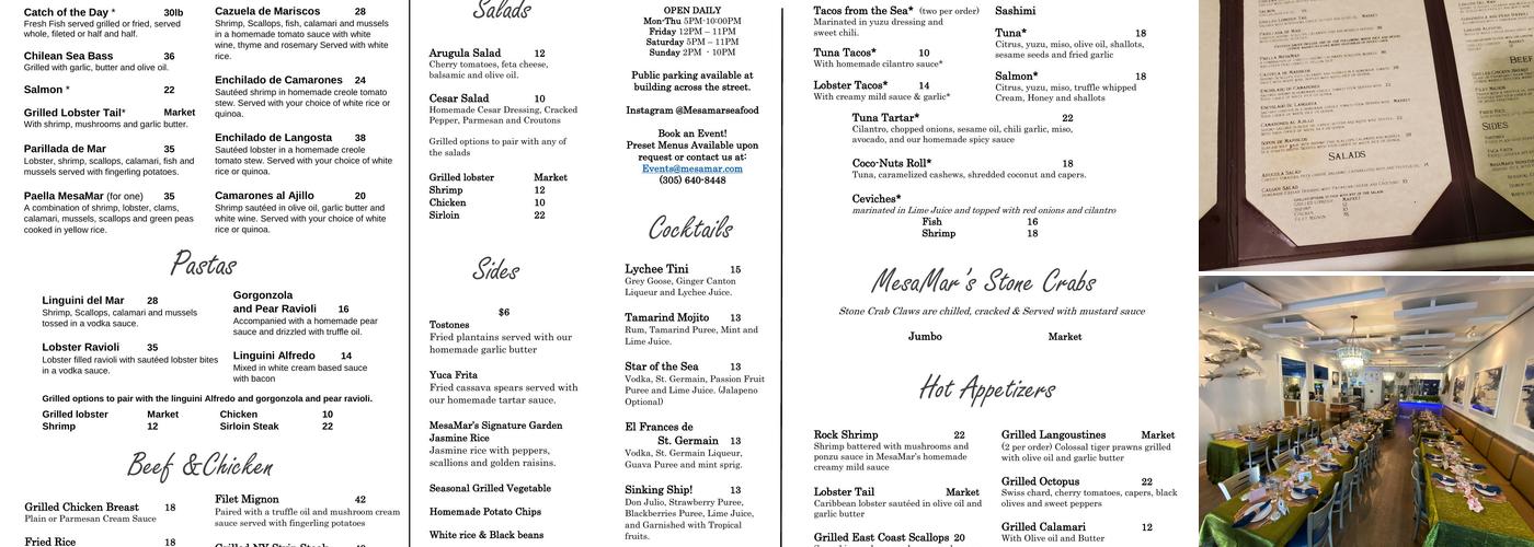 MesaMar Seafood Table Menu