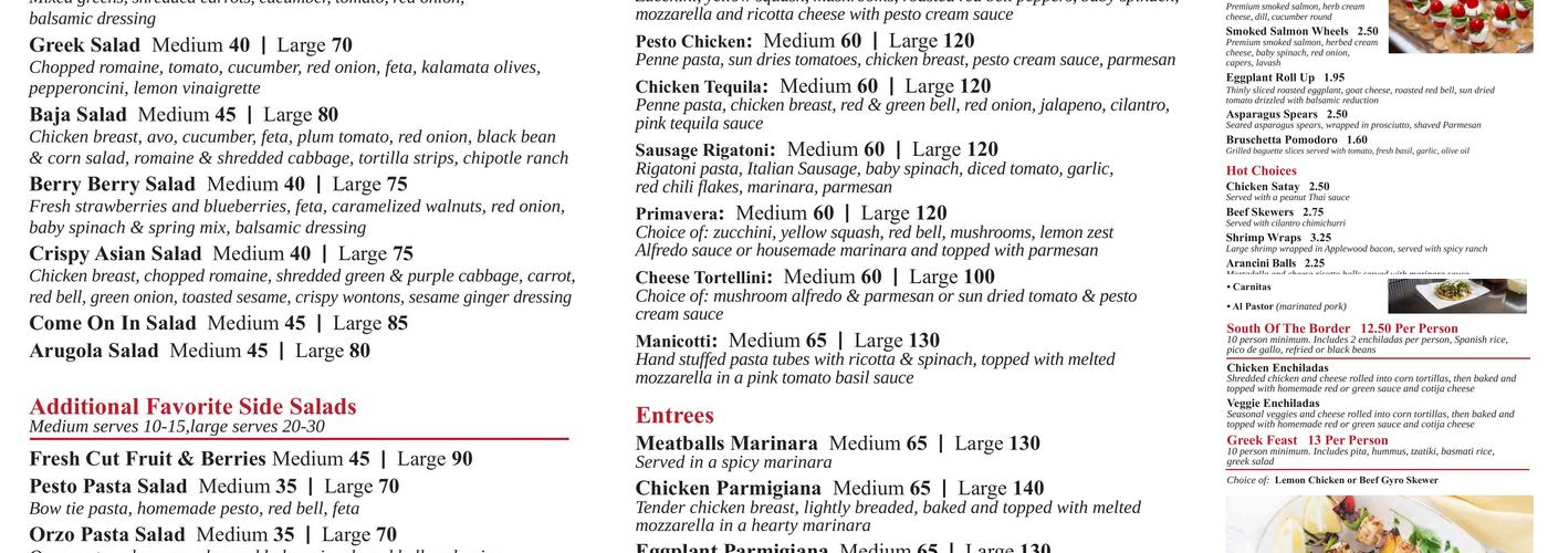 Come On In! Café Menu