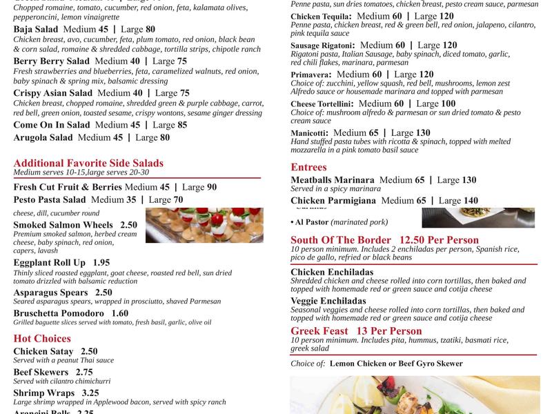 Come On In! Café Menu