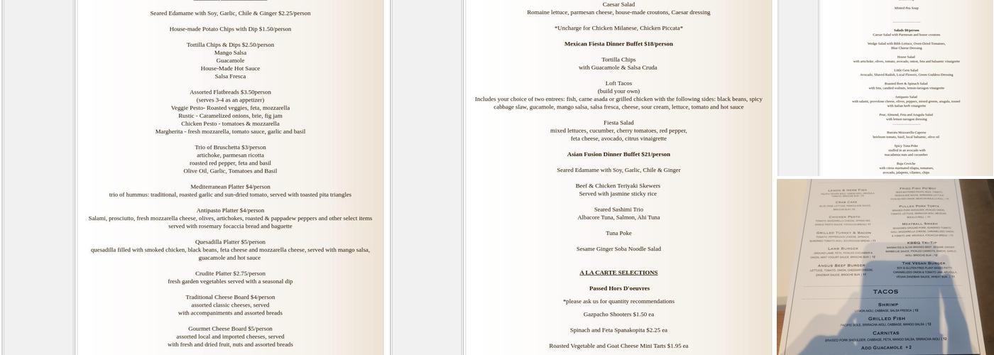 Zanzibar Cafe At the Loft Menu