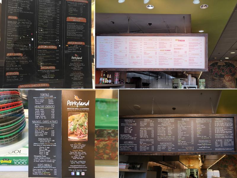 Porkyland Mexican Grill - Torrey Hills Center Menu