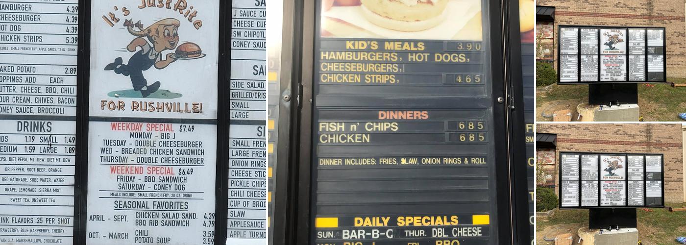 Justrite Drive-In Restaurant Menu