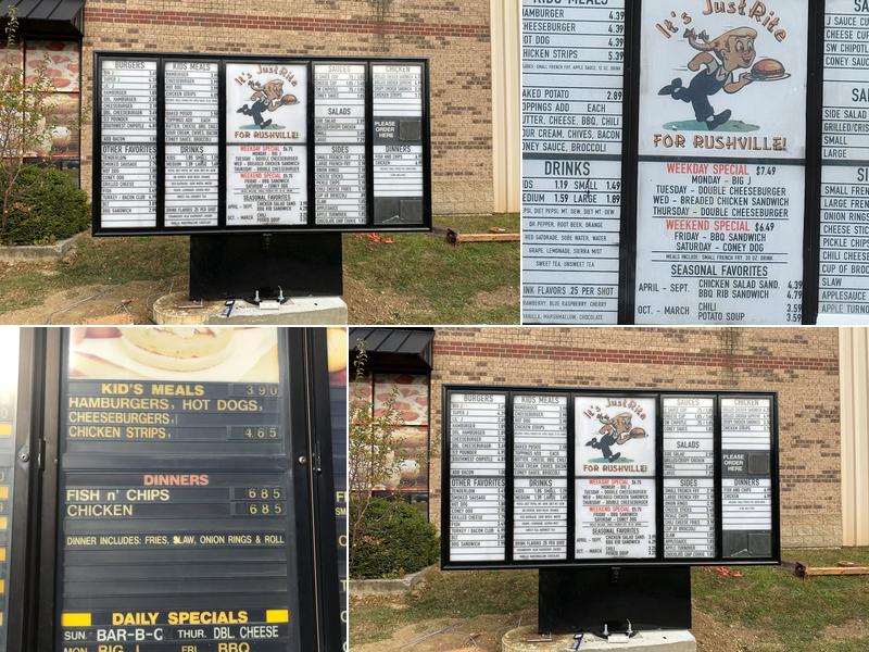 Justrite Drive-In Restaurant Menu