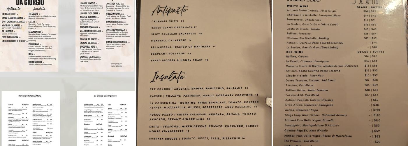 Da Giorgio Menu