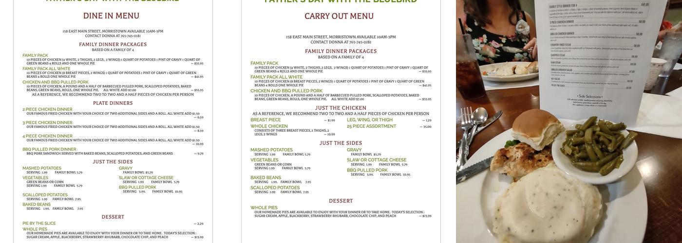 Bluebird Restaurant Menu