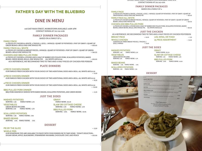 Bluebird Restaurant Menu
