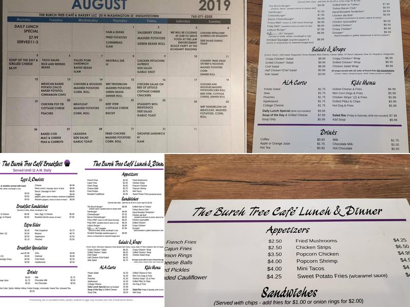 The Burch Tree Cafe & Bakery Menu