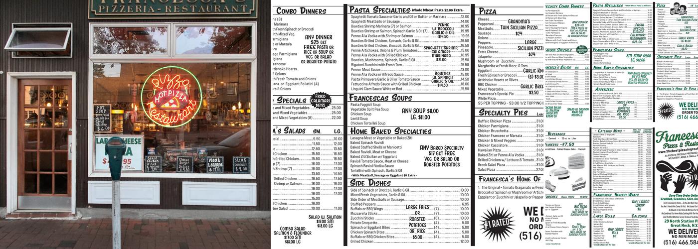 Francesca's Pizzeria Menu
