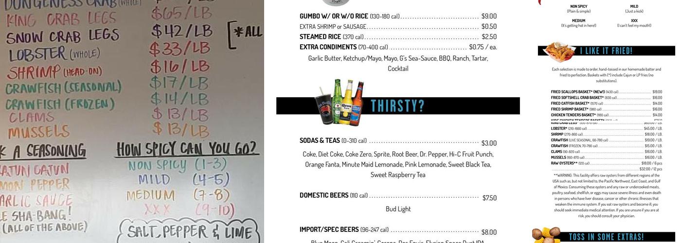 The Boiling Crab Menu